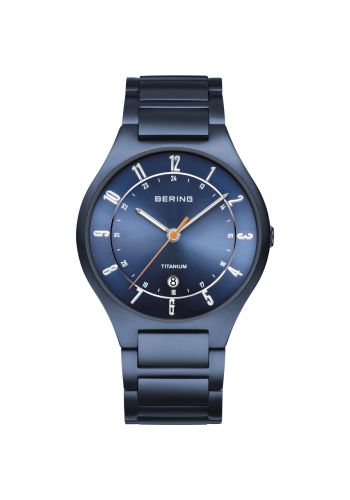 Bering Men blue watch w/titanium links and blue dial