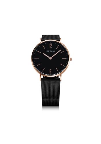 Bering Unisex black watch w/mesh bracelet and black dial