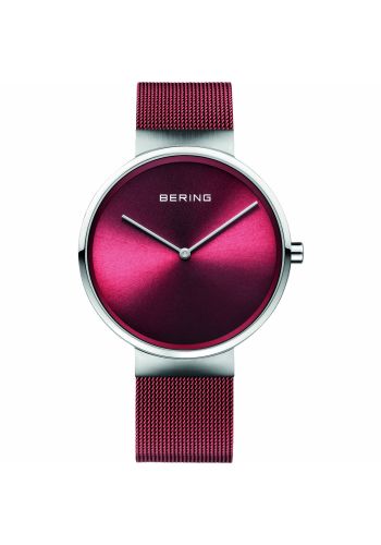 Bering Unisex red watch w/mesh bracelet and a red dial